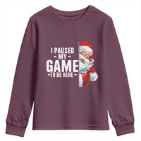 Funny Santa Gamer Christmas Youth Sweatshirt I Paused My Game To Be Here - Wonder Print Shop