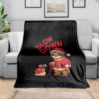 Funny Sloth Snail Christmas Throw Blanket Slow Down Xmas - Wonder Print Shop