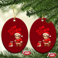 Funny Sloth Snail Christmas Ceramic Ornament Slow Down Xmas - Wonder Print Shop