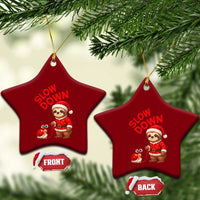 Funny Sloth Snail Christmas Ceramic Ornament Slow Down Xmas - Wonder Print Shop