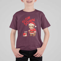 Funny Sloth Snail Christmas T Shirt For Kid Slow Down Xmas - Wonder Print Shop