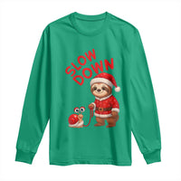 Funny Sloth Snail Christmas Long Sleeve Shirt Slow Down Xmas - Wonder Print Shop