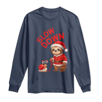 Funny Sloth Snail Christmas Long Sleeve Shirt Slow Down Xmas - Wonder Print Shop