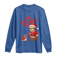 Funny Sloth Snail Christmas Long Sleeve Shirt Slow Down Xmas - Wonder Print Shop
