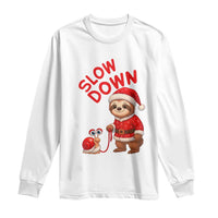 Funny Sloth Snail Christmas Long Sleeve Shirt Slow Down Xmas - Wonder Print Shop