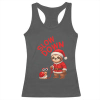 Funny Sloth Snail Christmas Racerback Tank Top Slow Down Xmas - Wonder Print Shop