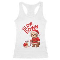 Funny Sloth Snail Christmas Racerback Tank Top Slow Down Xmas - Wonder Print Shop