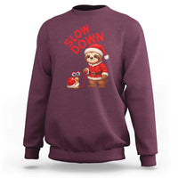 Funny Sloth Snail Christmas Sweatshirt Slow Down Xmas - Wonder Print Shop