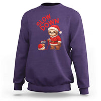 Funny Sloth Snail Christmas Sweatshirt Slow Down Xmas - Wonder Print Shop