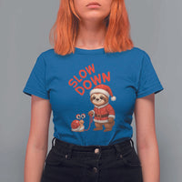 Funny Sloth Snail Christmas T Shirt For Women Slow Down Xmas - Wonder Print Shop