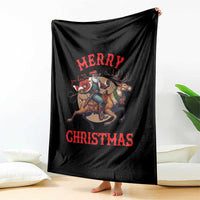 Black Santa Claus Throw Blanket African American Cowboy Christmas - Wonder Print Shop