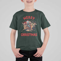 Black Santa Claus T Shirt For Kid African American Cowboy Christmas - Wonder Print Shop