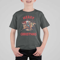 Black Santa Claus T Shirt For Kid African American Cowboy Christmas - Wonder Print Shop