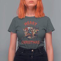 Black Santa Claus T Shirt For Women African American Cowboy Christmas - Wonder Print Shop
