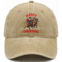 Black Santa Claus Washed Cotton Baseball Cap African American Cowboy Christmas