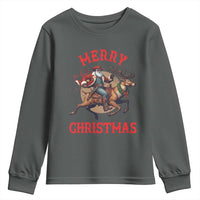 Black Santa Claus Youth Sweatshirt African American Cowboy Christmas - Wonder Print Shop