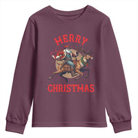 Black Santa Claus Youth Sweatshirt African American Cowboy Christmas - Wonder Print Shop