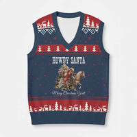 Black Santa Xmas V-Neck Knit Sweater Vest African American Western Cowboy - Wonder Print Shop