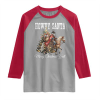 Black Santa Christmas Raglan Shirt African American Western Cowboy - Wonder Print Shop