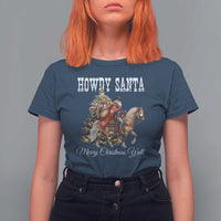 Black Santa Christmas T Shirt For Women African American Western Cowboy - Wonder Print Shop