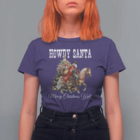 Black Santa Christmas T Shirt For Women African American Western Cowboy - Wonder Print Shop