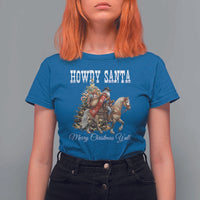 Black Santa Christmas T Shirt For Women African American Western Cowboy - Wonder Print Shop