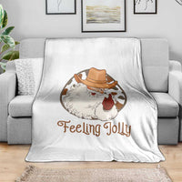 Black Cowboy Santa Christmas Throw Blanket Feeling Jolly - Wonder Print Shop