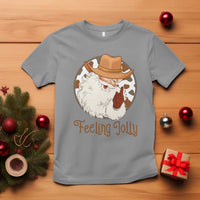 Black Cowboy Santa Christmas T Shirt Feeling Jolly - Wonder Print Shop