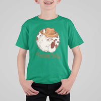 Black Cowboy Santa Christmas T Shirt For Kid Feeling Jolly - Wonder Print Shop