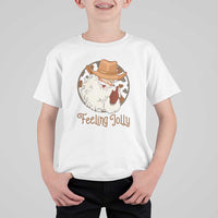 Black Cowboy Santa Christmas T Shirt For Kid Feeling Jolly - Wonder Print Shop