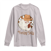 Black Cowboy Santa Christmas Long Sleeve Shirt Feeling Jolly - Wonder Print Shop