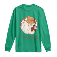 Black Cowboy Santa Christmas Long Sleeve Shirt Feeling Jolly - Wonder Print Shop