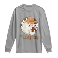 Black Cowboy Santa Christmas Long Sleeve Shirt Feeling Jolly - Wonder Print Shop