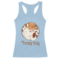 Black Cowboy Santa Christmas Racerback Tank Top Feeling Jolly - Wonder Print Shop