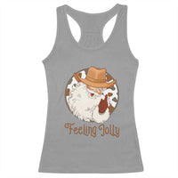 Black Cowboy Santa Christmas Racerback Tank Top Feeling Jolly - Wonder Print Shop