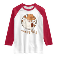 Black Cowboy Santa Christmas Raglan Shirt Feeling Jolly - Wonder Print Shop