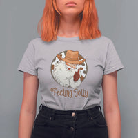 Black Cowboy Santa Christmas T Shirt For Women Feeling Jolly - Wonder Print Shop