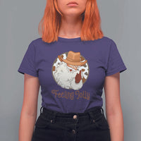 Black Cowboy Santa Christmas T Shirt For Women Feeling Jolly - Wonder Print Shop