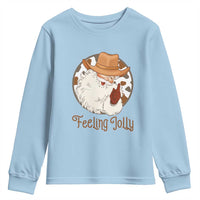 Black Cowboy Santa Christmas Youth Sweatshirt Feeling Jolly - Wonder Print Shop
