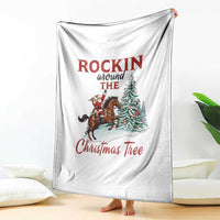 Cowboy Santa Western Christmas Throw Blanket Rockin Around The Xmas Tree - Wonder Print Shop