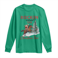 Cowboy Santa Western Christmas Long Sleeve Shirt Rockin Around The Xmas Tree - Wonder Print Shop
