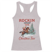 Cowboy Santa Western Christmas Racerback Tank Top Rockin Around The Xmas Tree - Wonder Print Shop