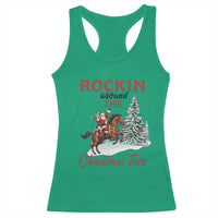 Cowboy Santa Western Christmas Racerback Tank Top Rockin Around The Xmas Tree - Wonder Print Shop