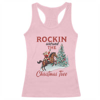 Cowboy Santa Western Christmas Racerback Tank Top Rockin Around The Xmas Tree - Wonder Print Shop