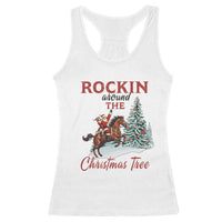 Cowboy Santa Western Christmas Racerback Tank Top Rockin Around The Xmas Tree - Wonder Print Shop