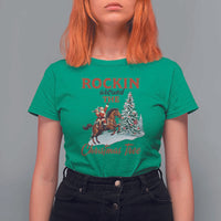 Cowboy Santa Western Christmas T Shirt For Women Rockin Around The Xmas Tree - Wonder Print Shop