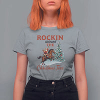 Cowboy Santa Western Christmas T Shirt For Women Rockin Around The Xmas Tree - Wonder Print Shop