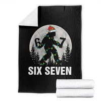 67 Six Seven Throw Blanket Funny Bigfoot Christmas Sasquatch Moon - Wonder Print Shop