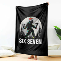 67 Six Seven Throw Blanket Funny Bigfoot Christmas Sasquatch Moon - Wonder Print Shop