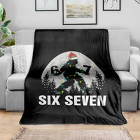 67 Six Seven Throw Blanket Funny Bigfoot Christmas Sasquatch Moon - Wonder Print Shop